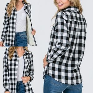 Sherpa lined plaid button down